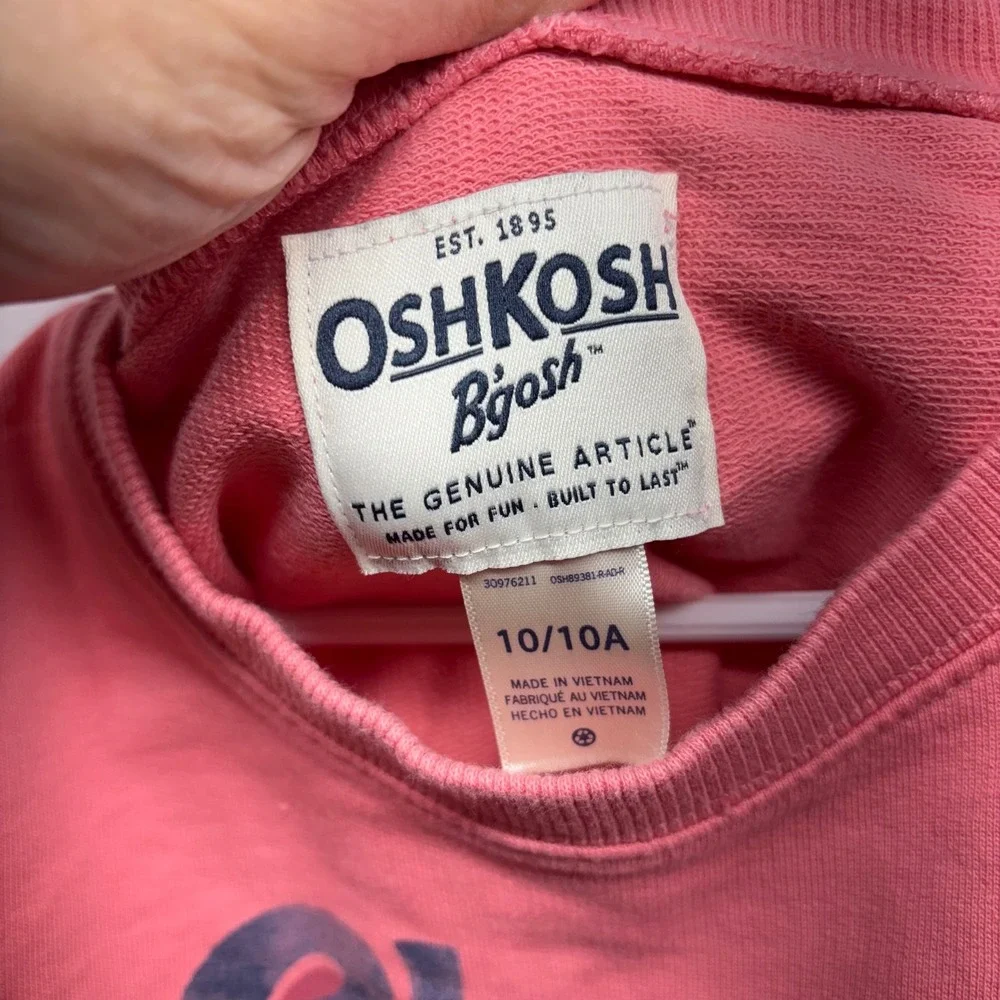 OshKosh B'gosh Girls Pink Choose Kindness‎ Cropped Sweatshirt Size 10